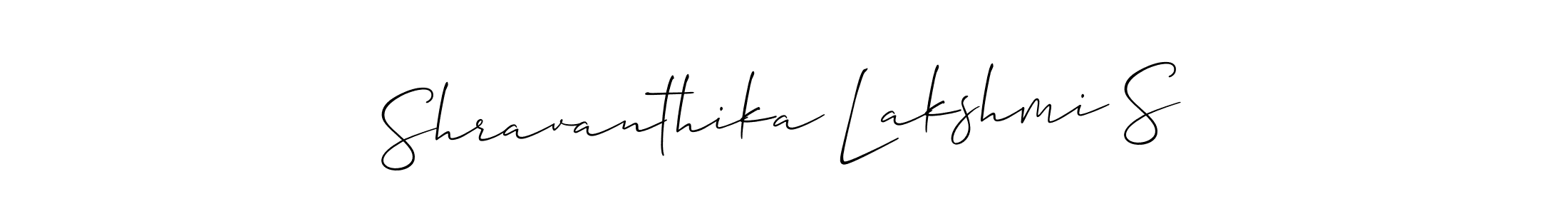 Make a beautiful signature design for name Shravanthika Lakshmi S. With this signature (Allison_Script) style, you can create a handwritten signature for free. Shravanthika Lakshmi S signature style 2 images and pictures png