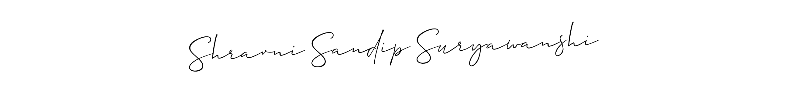 Design your own signature with our free online signature maker. With this signature software, you can create a handwritten (Allison_Script) signature for name Shravni Sandip Suryawanshi. Shravni Sandip Suryawanshi signature style 2 images and pictures png