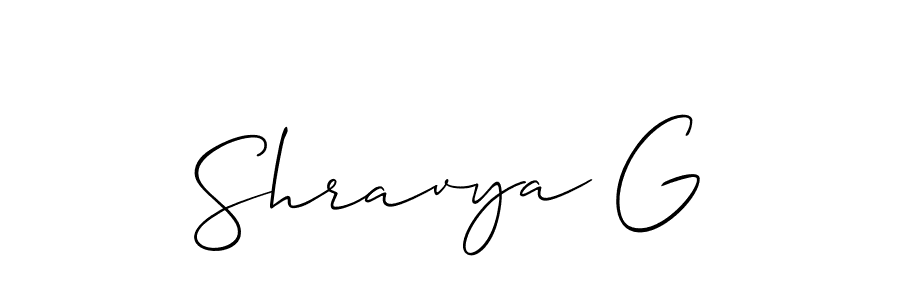 It looks lik you need a new signature style for name Shravya G. Design unique handwritten (Allison_Script) signature with our free signature maker in just a few clicks. Shravya G signature style 2 images and pictures png