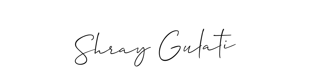 It looks lik you need a new signature style for name Shray Gulati. Design unique handwritten (Allison_Script) signature with our free signature maker in just a few clicks. Shray Gulati signature style 2 images and pictures png
