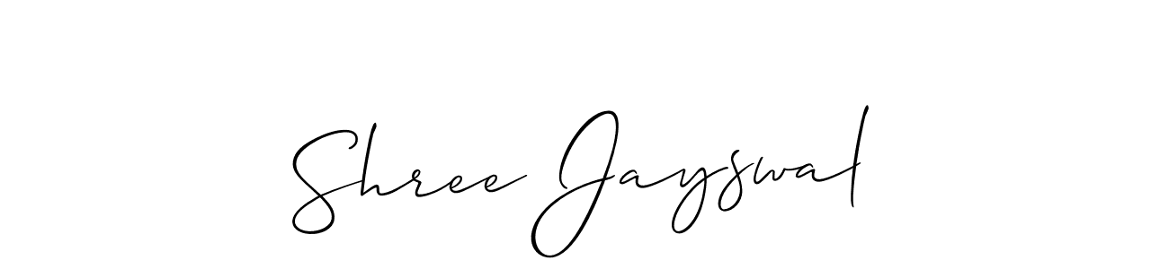 The best way (Allison_Script) to make a short signature is to pick only two or three words in your name. The name Shree Jayswal include a total of six letters. For converting this name. Shree Jayswal signature style 2 images and pictures png