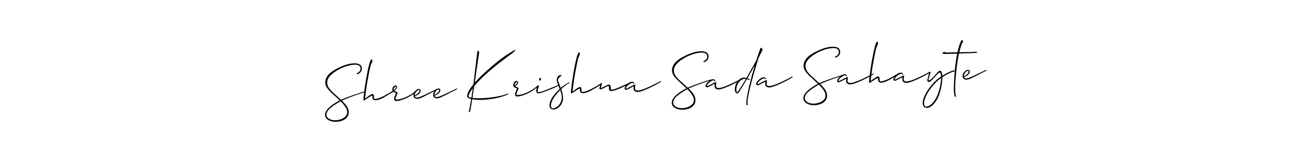 The best way (Allison_Script) to make a short signature is to pick only two or three words in your name. The name Shree Krishna Sada Sahayte include a total of six letters. For converting this name. Shree Krishna Sada Sahayte signature style 2 images and pictures png