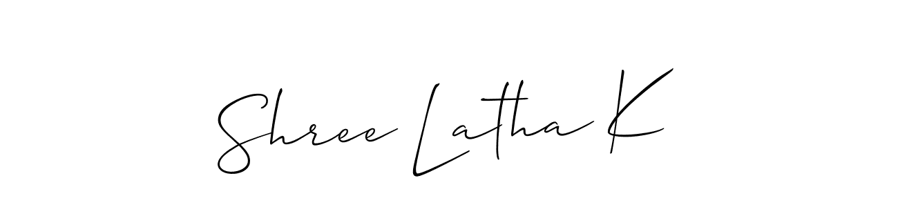 Use a signature maker to create a handwritten signature online. With this signature software, you can design (Allison_Script) your own signature for name Shree Latha K. Shree Latha K signature style 2 images and pictures png
