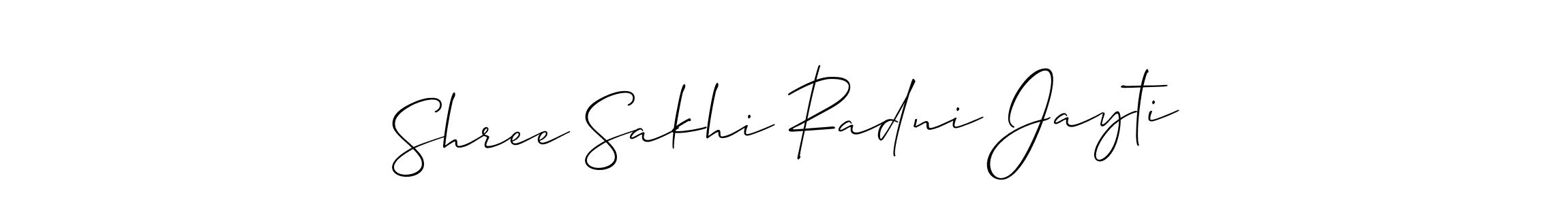 if you are searching for the best signature style for your name Shree Sakhi Radni Jayti. so please give up your signature search. here we have designed multiple signature styles  using Allison_Script. Shree Sakhi Radni Jayti signature style 2 images and pictures png