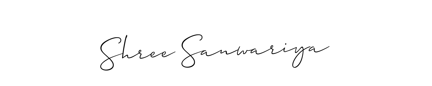 How to make Shree Sanwariya name signature. Use Allison_Script style for creating short signs online. This is the latest handwritten sign. Shree Sanwariya signature style 2 images and pictures png