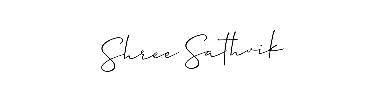 The best way (Allison_Script) to make a short signature is to pick only two or three words in your name. The name Shree Sathvik include a total of six letters. For converting this name. Shree Sathvik signature style 2 images and pictures png