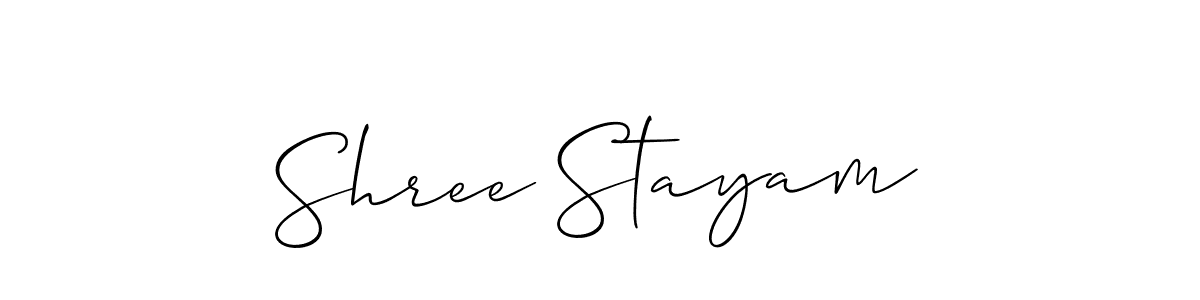 Also we have Shree Stayam name is the best signature style. Create professional handwritten signature collection using Allison_Script autograph style. Shree Stayam signature style 2 images and pictures png