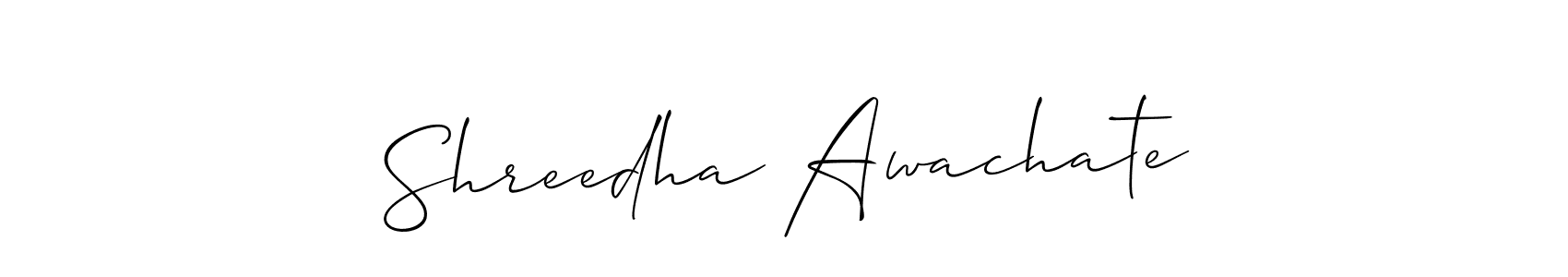 You should practise on your own different ways (Allison_Script) to write your name (Shreedha Awachate) in signature. don't let someone else do it for you. Shreedha Awachate signature style 2 images and pictures png