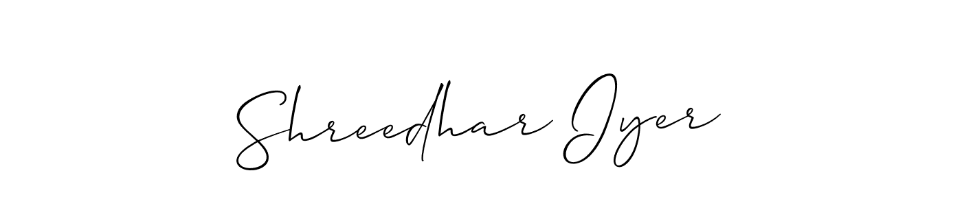 It looks lik you need a new signature style for name Shreedhar Iyer. Design unique handwritten (Allison_Script) signature with our free signature maker in just a few clicks. Shreedhar Iyer signature style 2 images and pictures png