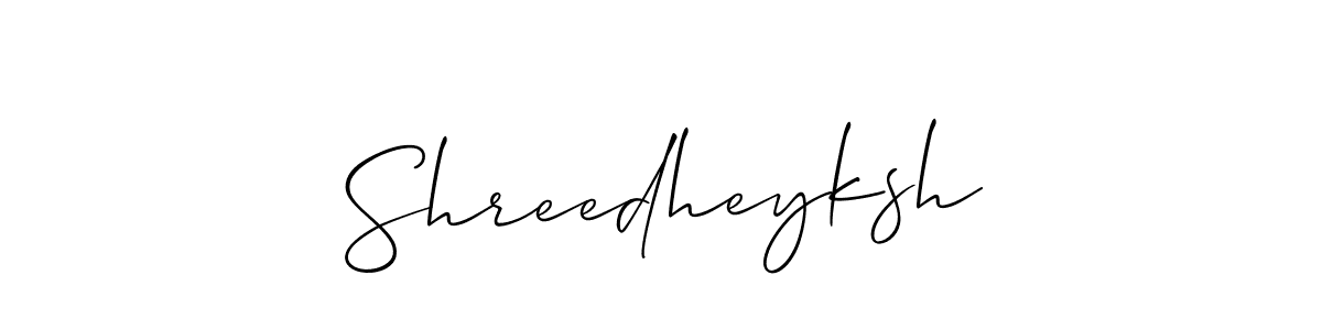 Use a signature maker to create a handwritten signature online. With this signature software, you can design (Allison_Script) your own signature for name Shreedheyksh. Shreedheyksh signature style 2 images and pictures png
