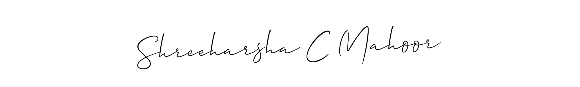 Make a short Shreeharsha C Mahoor signature style. Manage your documents anywhere anytime using Allison_Script. Create and add eSignatures, submit forms, share and send files easily. Shreeharsha C Mahoor signature style 2 images and pictures png