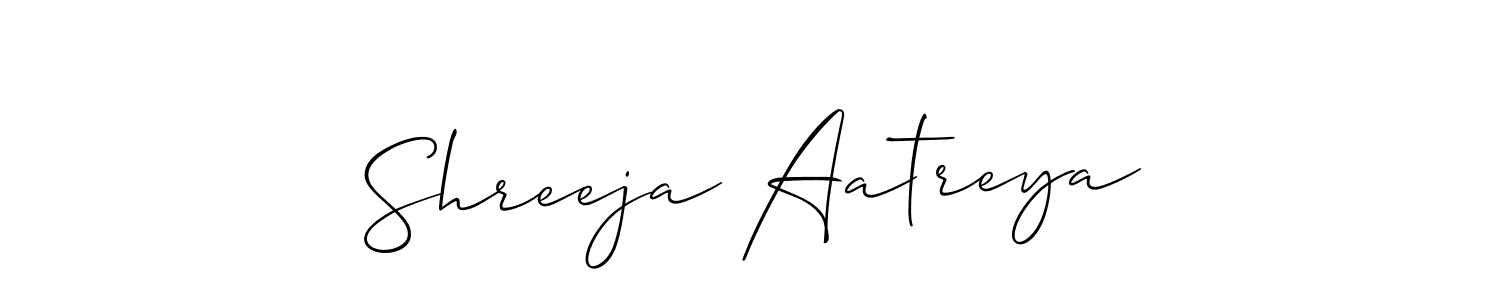 Also we have Shreeja Aatreya name is the best signature style. Create professional handwritten signature collection using Allison_Script autograph style. Shreeja Aatreya signature style 2 images and pictures png