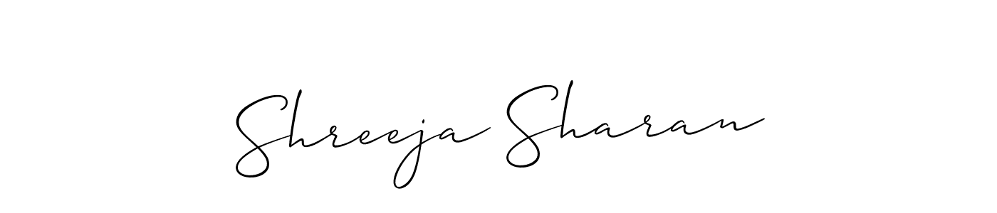 The best way (Allison_Script) to make a short signature is to pick only two or three words in your name. The name Shreeja Sharan include a total of six letters. For converting this name. Shreeja Sharan signature style 2 images and pictures png