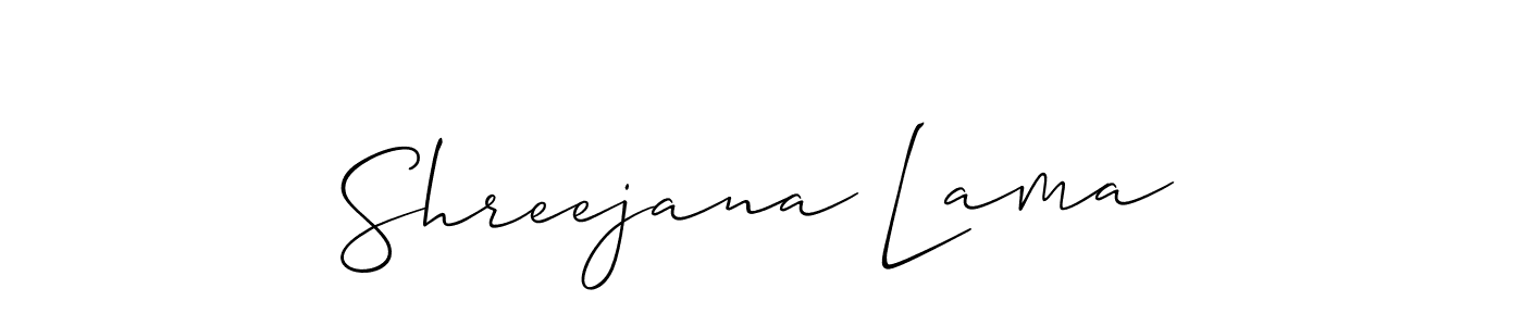 Make a beautiful signature design for name Shreejana Lama. With this signature (Allison_Script) style, you can create a handwritten signature for free. Shreejana Lama signature style 2 images and pictures png