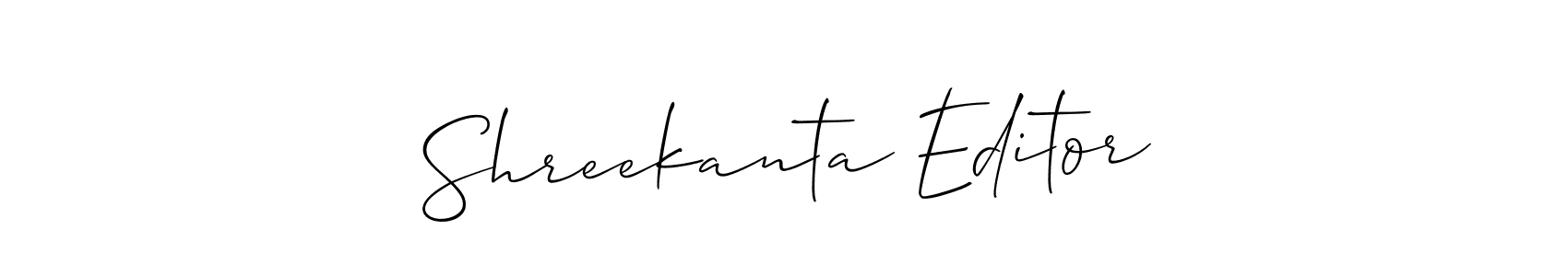 The best way (Allison_Script) to make a short signature is to pick only two or three words in your name. The name Shreekanta Editor include a total of six letters. For converting this name. Shreekanta Editor signature style 2 images and pictures png