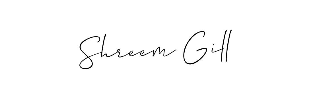 How to make Shreem Gill signature? Allison_Script is a professional autograph style. Create handwritten signature for Shreem Gill name. Shreem Gill signature style 2 images and pictures png