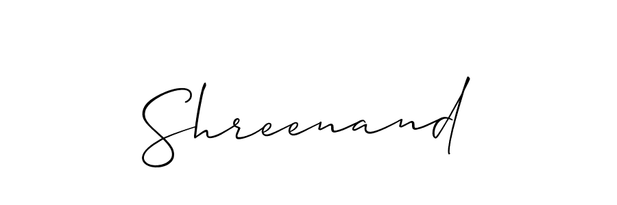 Use a signature maker to create a handwritten signature online. With this signature software, you can design (Allison_Script) your own signature for name Shreenand. Shreenand signature style 2 images and pictures png