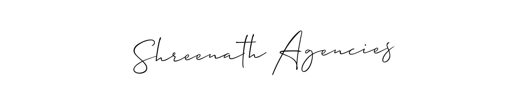 Create a beautiful signature design for name Shreenath Agencies. With this signature (Allison_Script) fonts, you can make a handwritten signature for free. Shreenath Agencies signature style 2 images and pictures png
