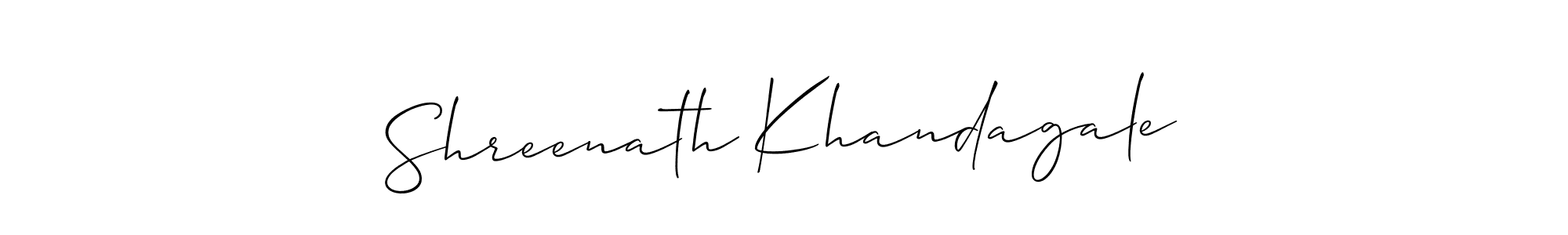 Allison_Script is a professional signature style that is perfect for those who want to add a touch of class to their signature. It is also a great choice for those who want to make their signature more unique. Get Shreenath Khandagale name to fancy signature for free. Shreenath Khandagale signature style 2 images and pictures png