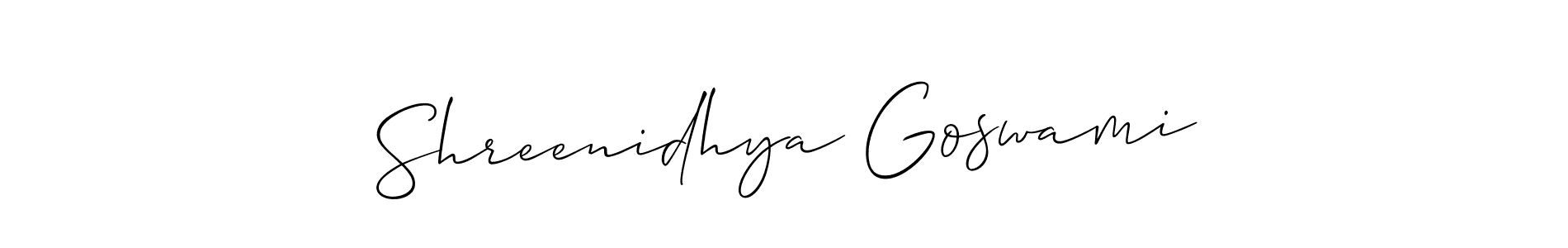 Similarly Allison_Script is the best handwritten signature design. Signature creator online .You can use it as an online autograph creator for name Shreenidhya Goswami. Shreenidhya Goswami signature style 2 images and pictures png