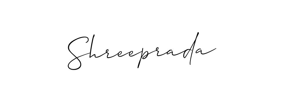 Use a signature maker to create a handwritten signature online. With this signature software, you can design (Allison_Script) your own signature for name Shreeprada. Shreeprada signature style 2 images and pictures png