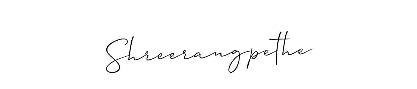 How to make Shreerangpethe signature? Allison_Script is a professional autograph style. Create handwritten signature for Shreerangpethe name. Shreerangpethe signature style 2 images and pictures png