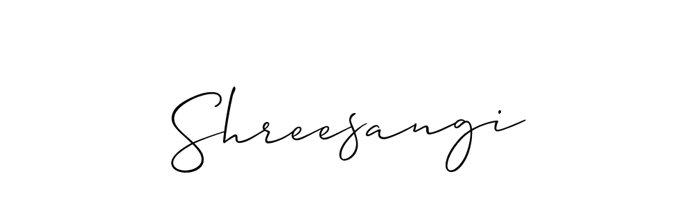 The best way (Allison_Script) to make a short signature is to pick only two or three words in your name. The name Shreesangi include a total of six letters. For converting this name. Shreesangi signature style 2 images and pictures png