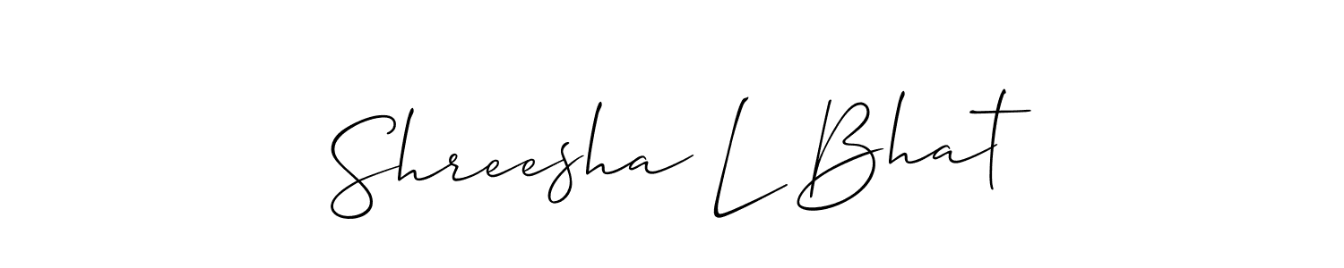 if you are searching for the best signature style for your name Shreesha L Bhat. so please give up your signature search. here we have designed multiple signature styles  using Allison_Script. Shreesha L Bhat signature style 2 images and pictures png
