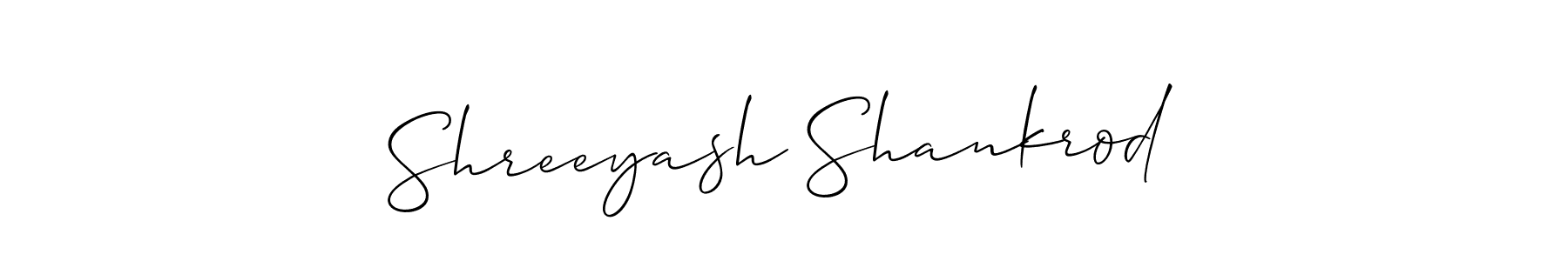 Create a beautiful signature design for name Shreeyash Shankrod. With this signature (Allison_Script) fonts, you can make a handwritten signature for free. Shreeyash Shankrod signature style 2 images and pictures png