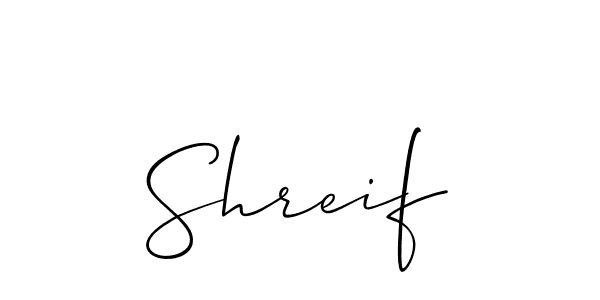 Use a signature maker to create a handwritten signature online. With this signature software, you can design (Allison_Script) your own signature for name Shreif. Shreif signature style 2 images and pictures png