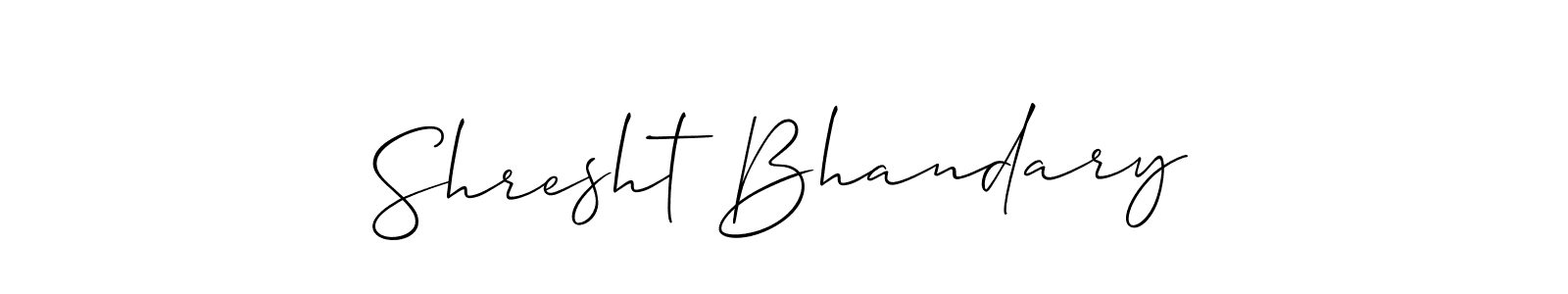 Make a short Shresht Bhandary signature style. Manage your documents anywhere anytime using Allison_Script. Create and add eSignatures, submit forms, share and send files easily. Shresht Bhandary signature style 2 images and pictures png