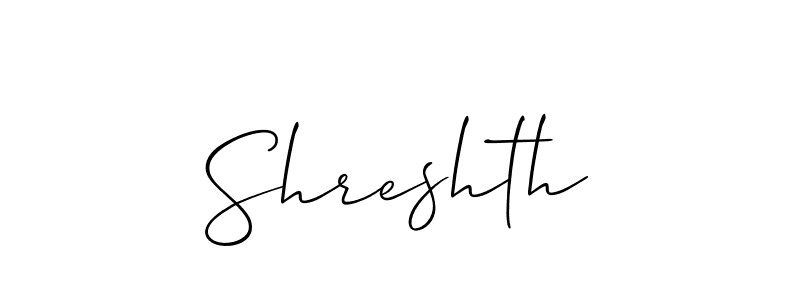 How to make Shreshth signature? Allison_Script is a professional autograph style. Create handwritten signature for Shreshth name. Shreshth signature style 2 images and pictures png