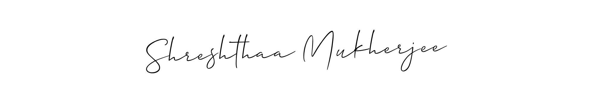 How to make Shreshthaa Mukherjee name signature. Use Allison_Script style for creating short signs online. This is the latest handwritten sign. Shreshthaa Mukherjee signature style 2 images and pictures png