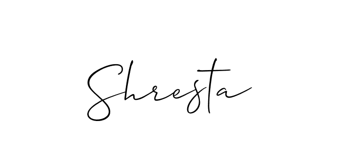 The best way (Allison_Script) to make a short signature is to pick only two or three words in your name. The name Shresta include a total of six letters. For converting this name. Shresta signature style 2 images and pictures png