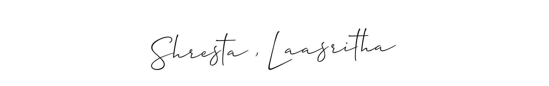 You should practise on your own different ways (Allison_Script) to write your name (Shresta , Laasritha) in signature. don't let someone else do it for you. Shresta , Laasritha signature style 2 images and pictures png