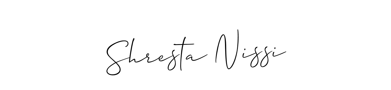 How to make Shresta Nissi signature? Allison_Script is a professional autograph style. Create handwritten signature for Shresta Nissi name. Shresta Nissi signature style 2 images and pictures png