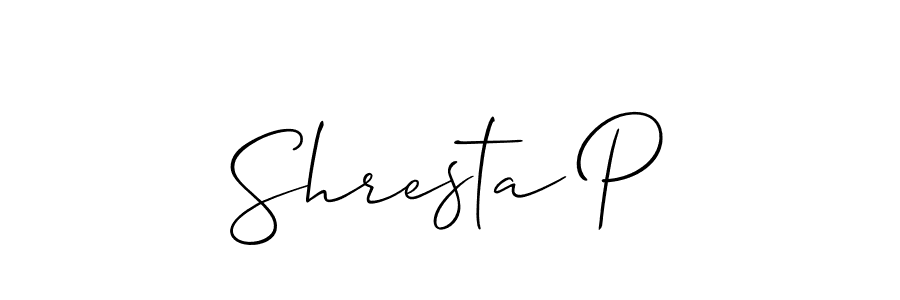 if you are searching for the best signature style for your name Shresta P. so please give up your signature search. here we have designed multiple signature styles  using Allison_Script. Shresta P signature style 2 images and pictures png