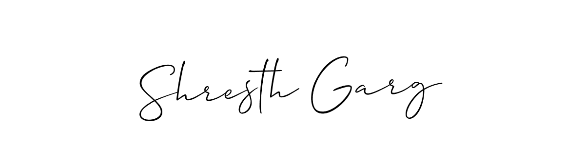 Make a short Shresth Garg signature style. Manage your documents anywhere anytime using Allison_Script. Create and add eSignatures, submit forms, share and send files easily. Shresth Garg signature style 2 images and pictures png