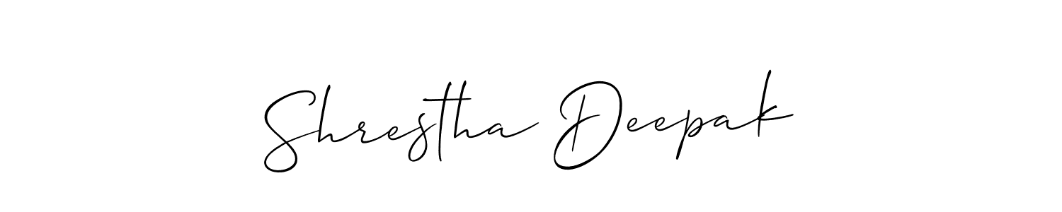 Make a short Shrestha Deepak signature style. Manage your documents anywhere anytime using Allison_Script. Create and add eSignatures, submit forms, share and send files easily. Shrestha Deepak signature style 2 images and pictures png
