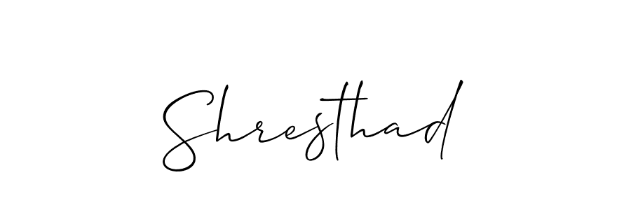 The best way (Allison_Script) to make a short signature is to pick only two or three words in your name. The name Shresthad include a total of six letters. For converting this name. Shresthad signature style 2 images and pictures png