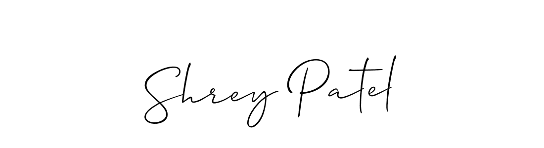 The best way (Allison_Script) to make a short signature is to pick only two or three words in your name. The name Shrey Patel include a total of six letters. For converting this name. Shrey Patel signature style 2 images and pictures png