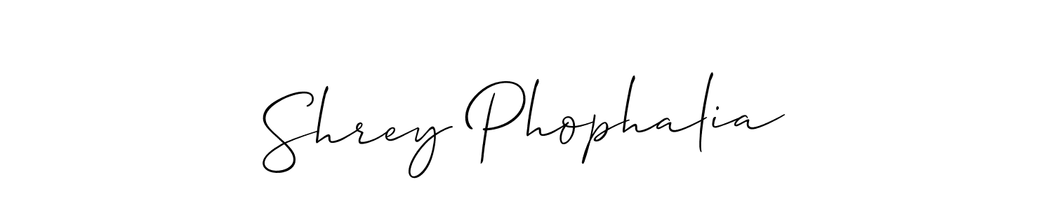 You should practise on your own different ways (Allison_Script) to write your name (Shrey Phophalia) in signature. don't let someone else do it for you. Shrey Phophalia signature style 2 images and pictures png