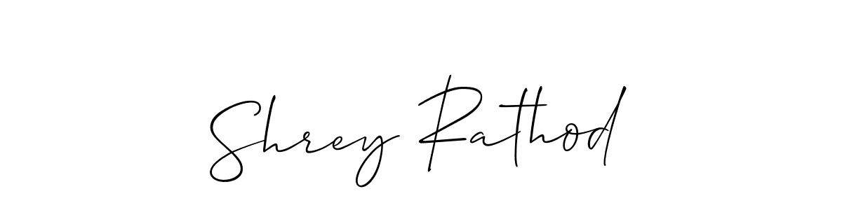 The best way (Allison_Script) to make a short signature is to pick only two or three words in your name. The name Shrey Rathod include a total of six letters. For converting this name. Shrey Rathod signature style 2 images and pictures png