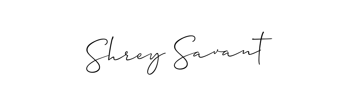 How to make Shrey Savant name signature. Use Allison_Script style for creating short signs online. This is the latest handwritten sign. Shrey Savant signature style 2 images and pictures png