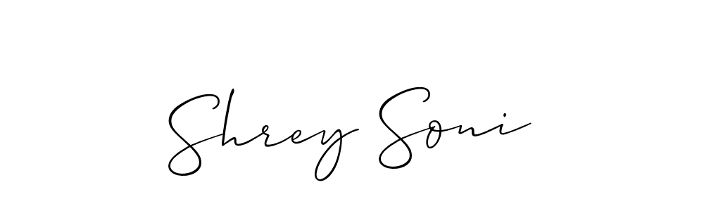 Use a signature maker to create a handwritten signature online. With this signature software, you can design (Allison_Script) your own signature for name Shrey Soni. Shrey Soni signature style 2 images and pictures png