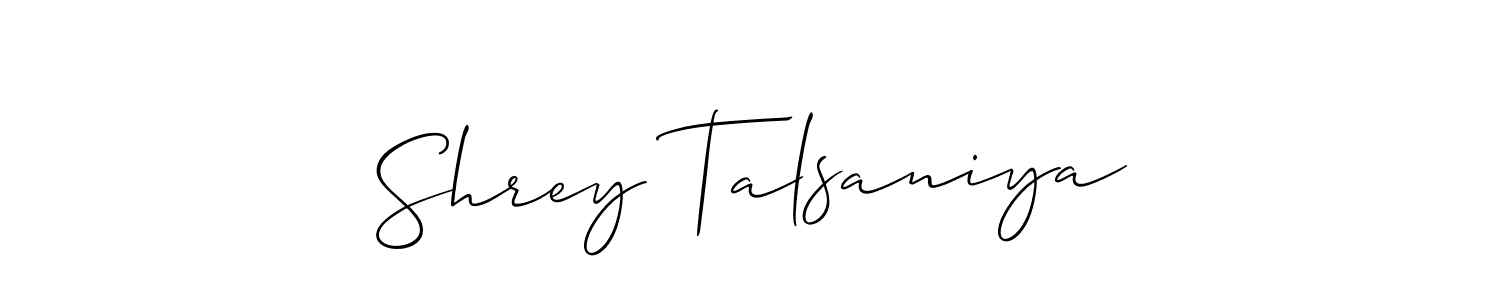 Create a beautiful signature design for name Shrey Talsaniya. With this signature (Allison_Script) fonts, you can make a handwritten signature for free. Shrey Talsaniya signature style 2 images and pictures png