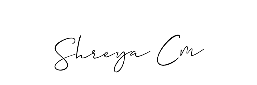 Create a beautiful signature design for name Shreya Cm. With this signature (Allison_Script) fonts, you can make a handwritten signature for free. Shreya Cm signature style 2 images and pictures png