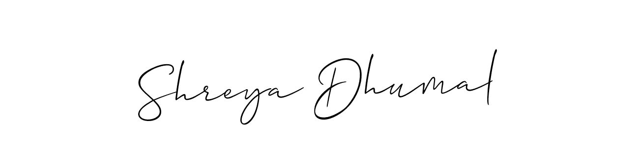 How to make Shreya Dhumal signature? Allison_Script is a professional autograph style. Create handwritten signature for Shreya Dhumal name. Shreya Dhumal signature style 2 images and pictures png