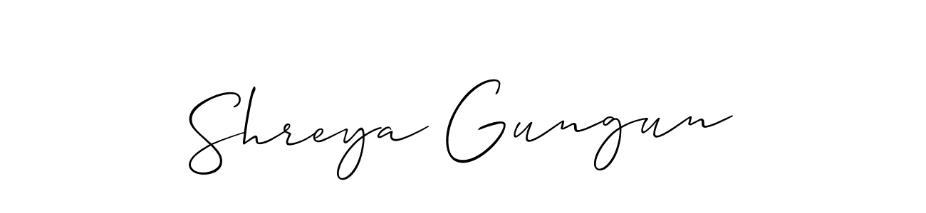 Make a beautiful signature design for name Shreya Gungun. With this signature (Allison_Script) style, you can create a handwritten signature for free. Shreya Gungun signature style 2 images and pictures png