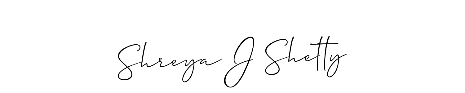 The best way (Allison_Script) to make a short signature is to pick only two or three words in your name. The name Shreya J Shetty include a total of six letters. For converting this name. Shreya J Shetty signature style 2 images and pictures png